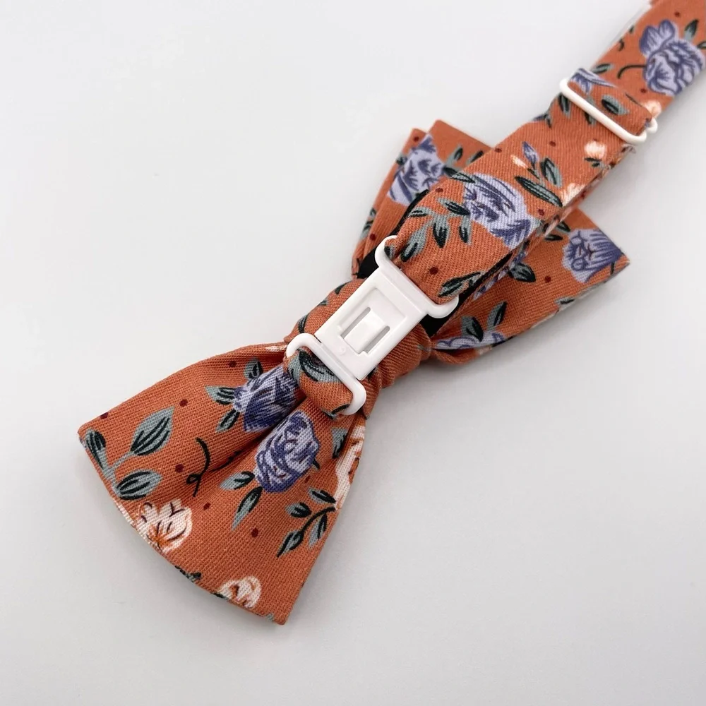 Yam Orange Floral Pre-Tied Boys Bow Tie